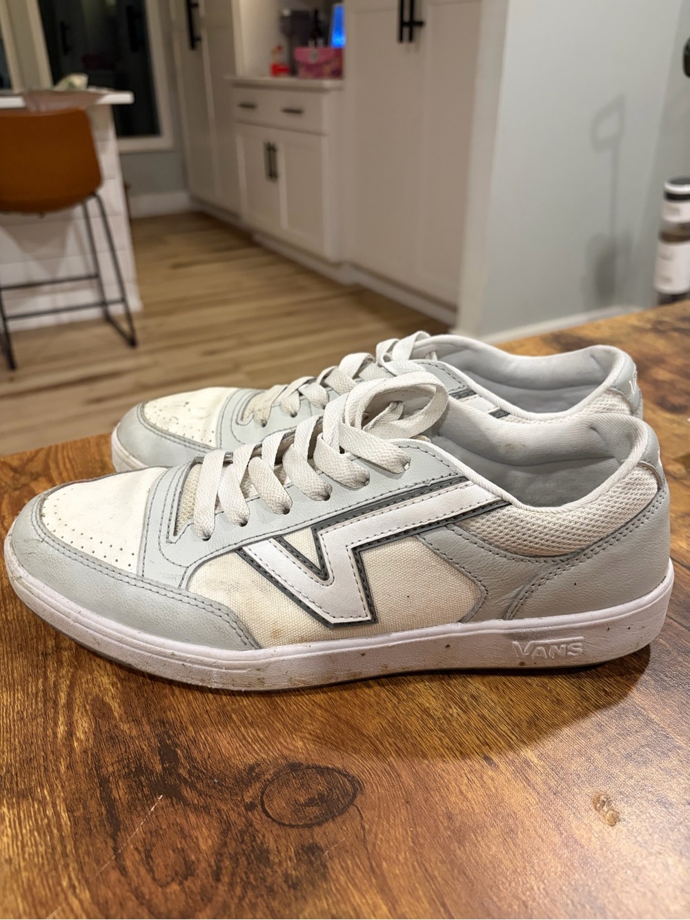 Vans White and Light Gray Low-Top Sneakers